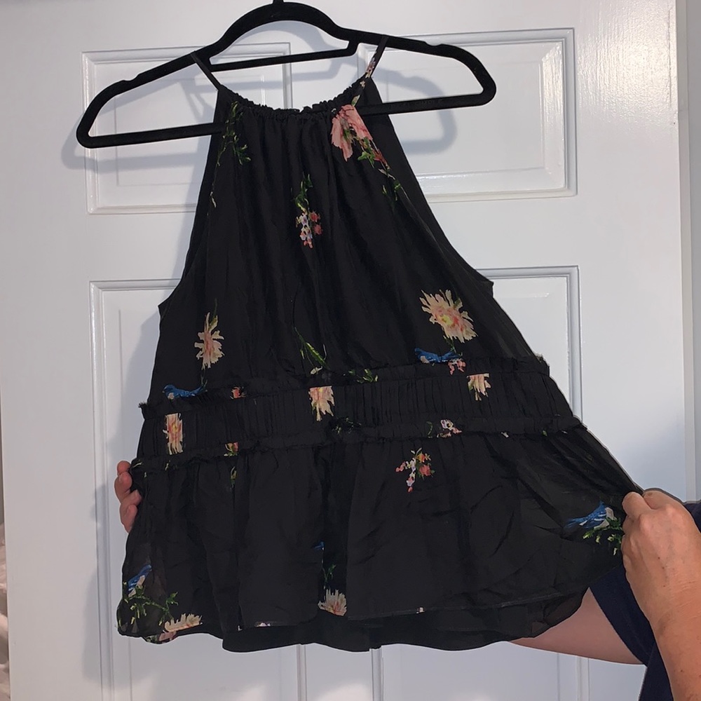 Black floral tank top from Marshalls
